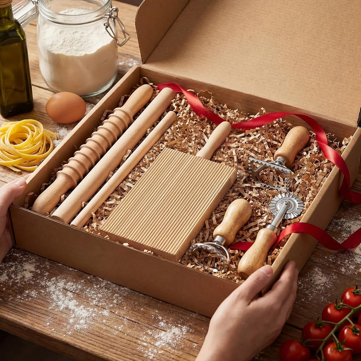 7 Pcs wooden pasta board Kit beechwood, Classic Gnocchi Board Set