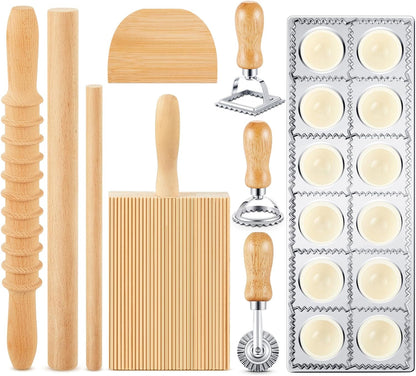 7 Pcs wooden pasta board Kit beechwood, Classic Gnocchi Board Set