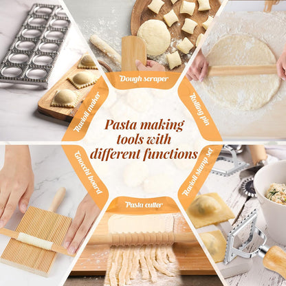 7 Pcs wooden pasta board Kit beechwood, Classic Gnocchi Board Set