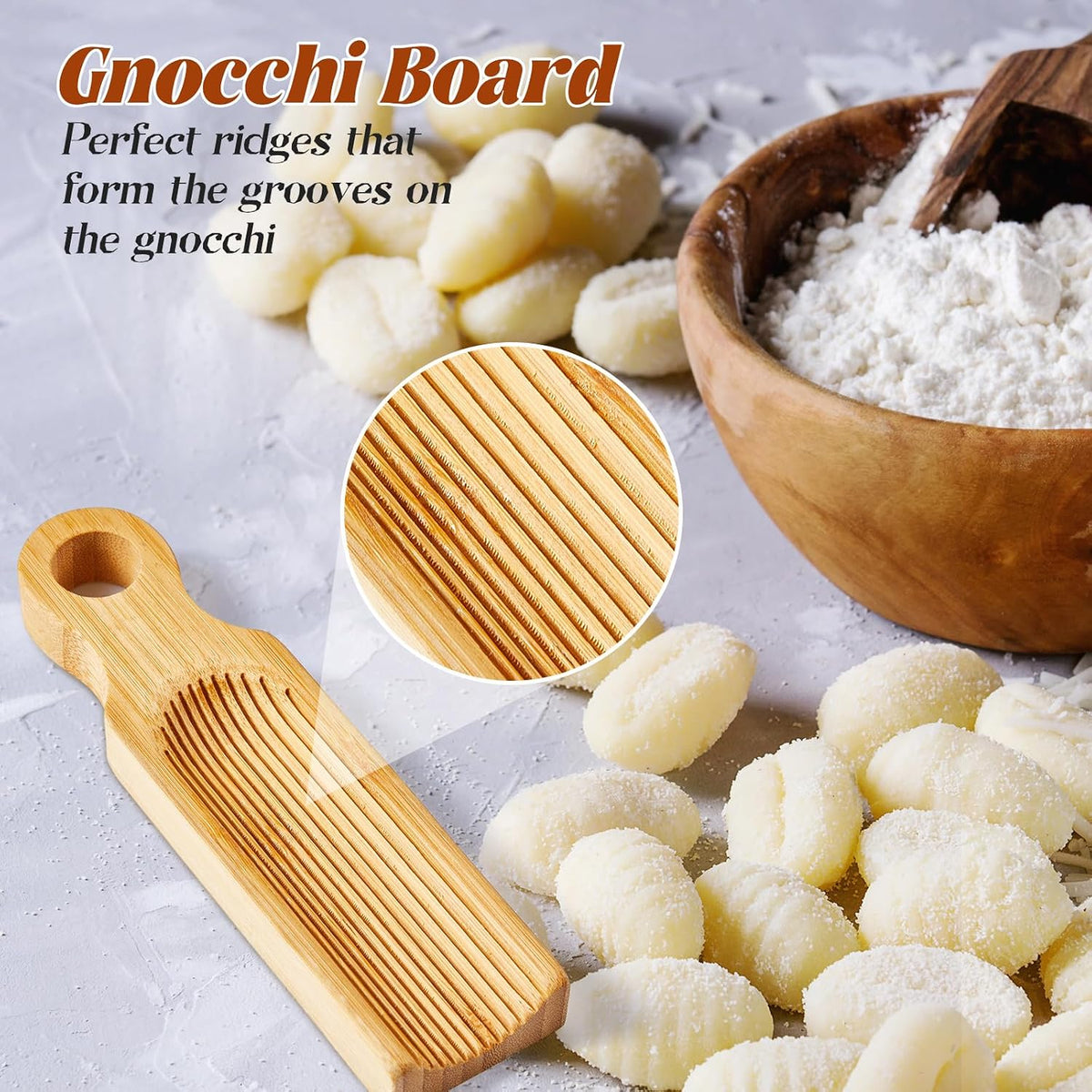 7 Pcs wooden pasta board Kit beechwood, Classic Gnocchi Board Set