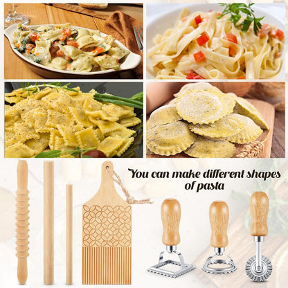 7 Pcs wooden pasta board Kit beechwood, Classic Gnocchi Board Set