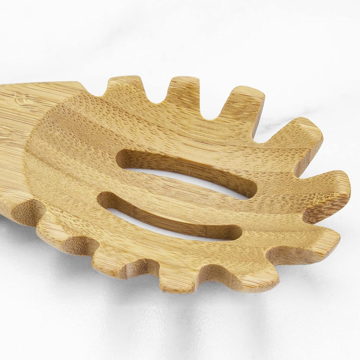 14" Spaghetti Spoon – Natural Bamboo Pasta Server with Teeth | Eco-Friendly, Nonstick Safe, Durable Kitchen Utensil