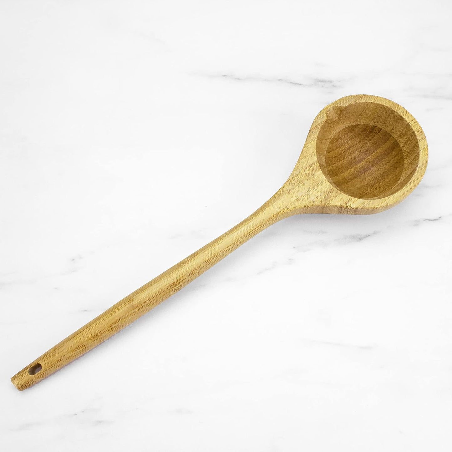 14" Spaghetti Spoon – Natural Bamboo Pasta Server with Teeth | Eco-Friendly, Nonstick Safe, Durable Kitchen Utensil