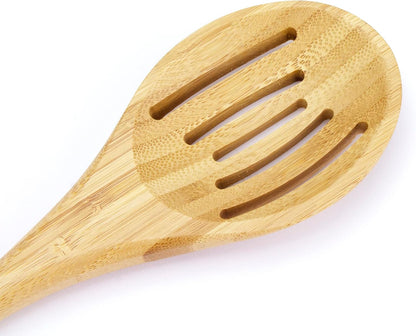 14" Spaghetti Spoon – Natural Bamboo Pasta Server with Teeth | Eco-Friendly, Nonstick Safe, Durable Kitchen Utensil