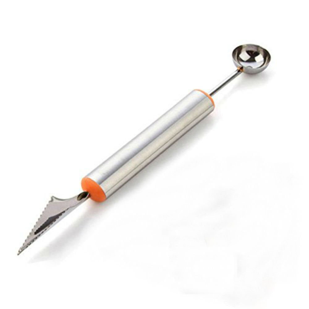 2 Pcs Dual-Purpose Stainless Steel Melon Baller and Fruit Carving Knife,2 in 1 Kitchen Tool for Making Melon Ball and Fruit Carving or ice Cream Scooper