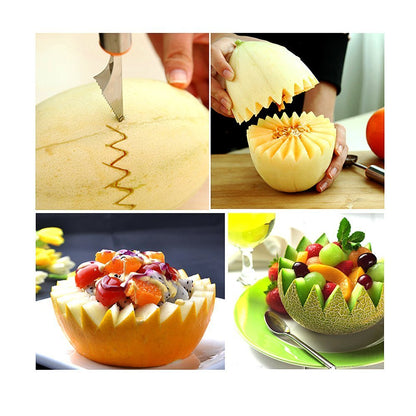 2 Pcs Dual-Purpose Stainless Steel Melon Baller and Fruit Carving Knife,2 in 1 Kitchen Tool for Making Melon Ball and Fruit Carving or ice Cream Scooper