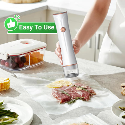 LSNDRGHandheld Vacuum Sealer, 60kPa Portable Food Sealer with 30 Reusable Bags, Rechargeable Mini Vacuum Sealer for Food Storage, Sous Vide, Travel