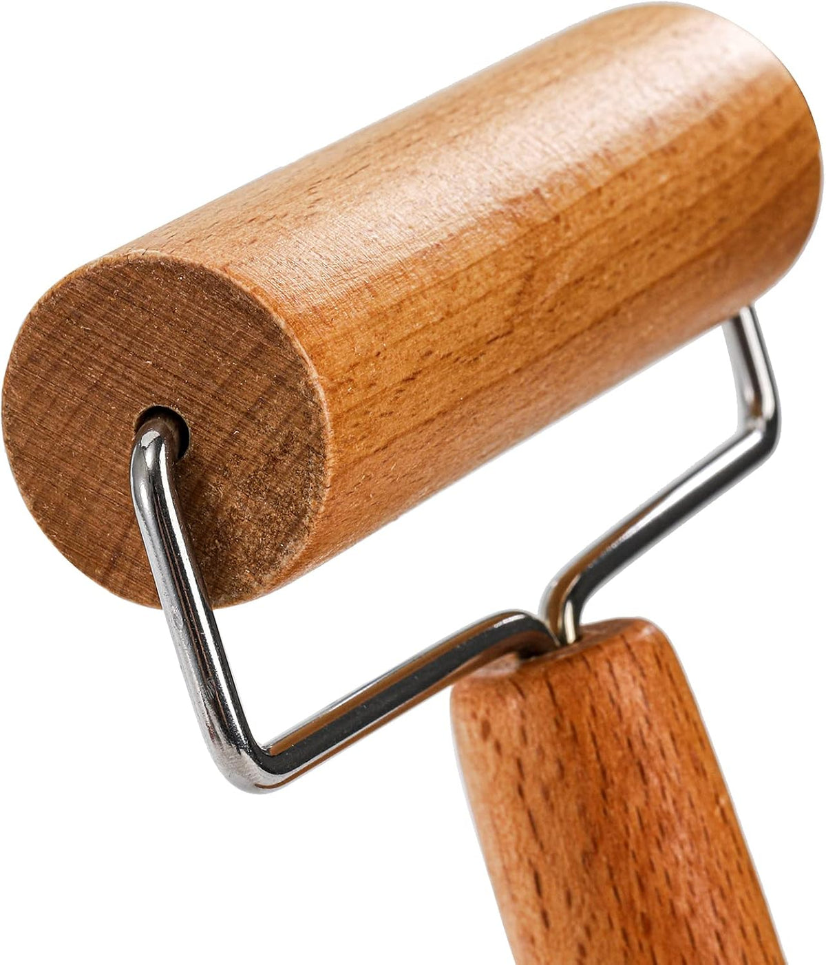 Set of 2 Pizza Dough Roller & Dough Docker, Stainless Steel Dough Hole Maker Puncher Wooden Rolling Pin for Pizza, Cookie, Pie, Pastry, Bread, Crust