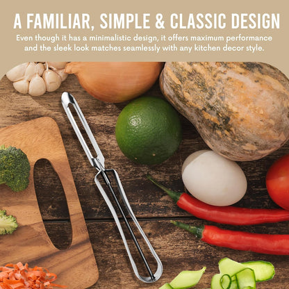 Original Jonas Vegetable Peeler - Rust Resistant Silver Carrot and Potato Peeler with Ergonomic Handle for Safety and Control - Dishwasher Safe and Compact - Made In Sweden - 6.5in