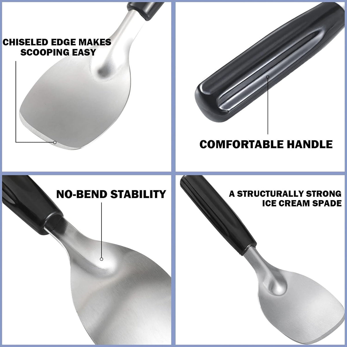 2 Pack Ice Cream Spade - Stainless Steel Flat Ice Cream Paddle, Scooper for Hard or Creamy Dessert Spade Butter Cutter
