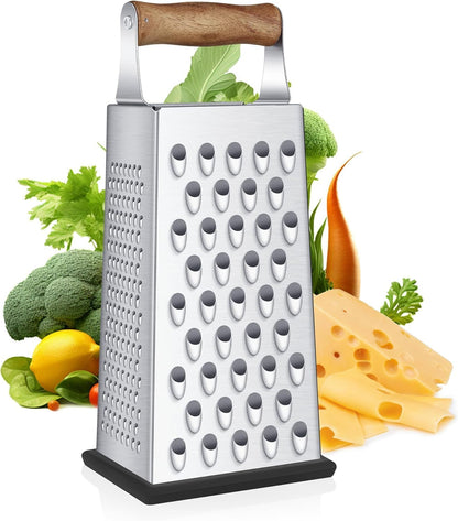 Cheese Grater with Wood Handle for Cheese, Vegetable & Fruit