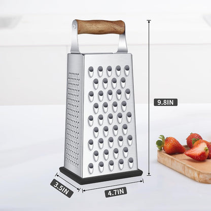 Cheese Grater with Wood Handle for Cheese, Vegetable & Fruit