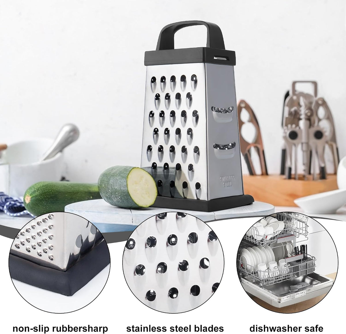 Cheese Grater with Wood Handle for Cheese, Vegetable & Fruit