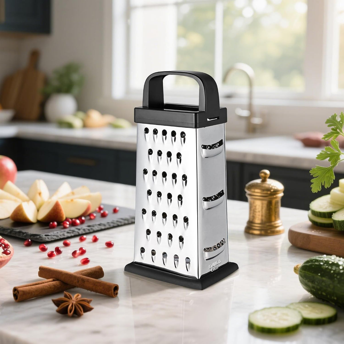 Cheese Grater with Wood Handle for Cheese, Vegetable & Fruit