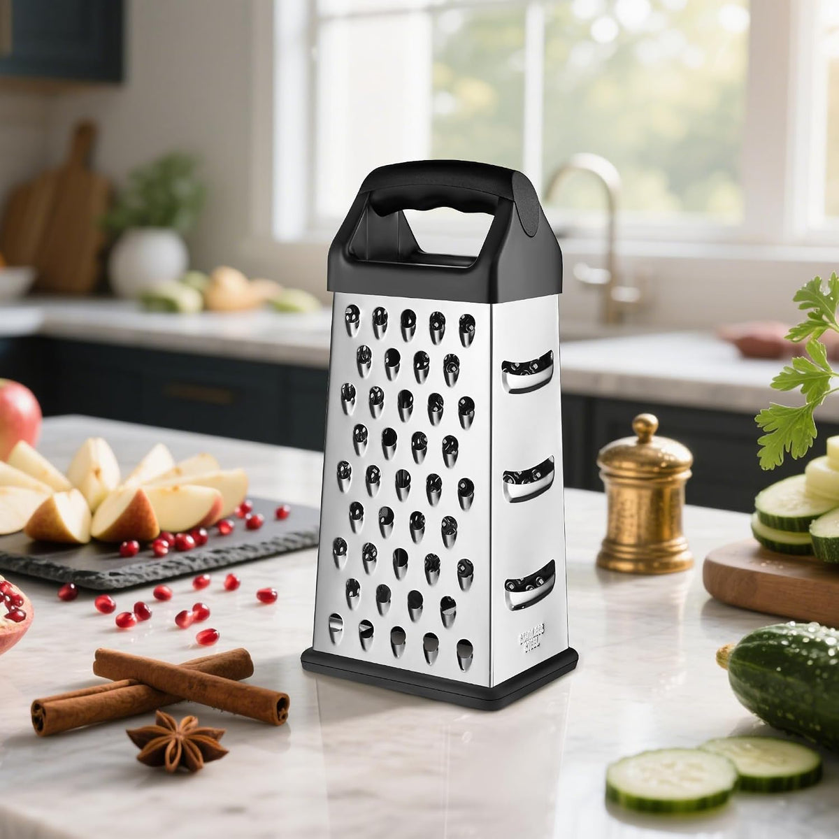 Cheese Grater with Wood Handle for Cheese, Vegetable & Fruit