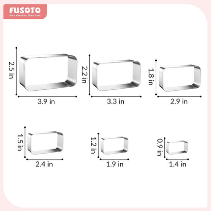 6PCS Square Cookie Cutter Set - Square Shaped, 1.5-4 Inch | Square Shaped Geometric Cookie Cutter for Kitchen Baking, Stainless Steel, (1.5", 2", 2.5", 3", 3.5", 4"), Square
