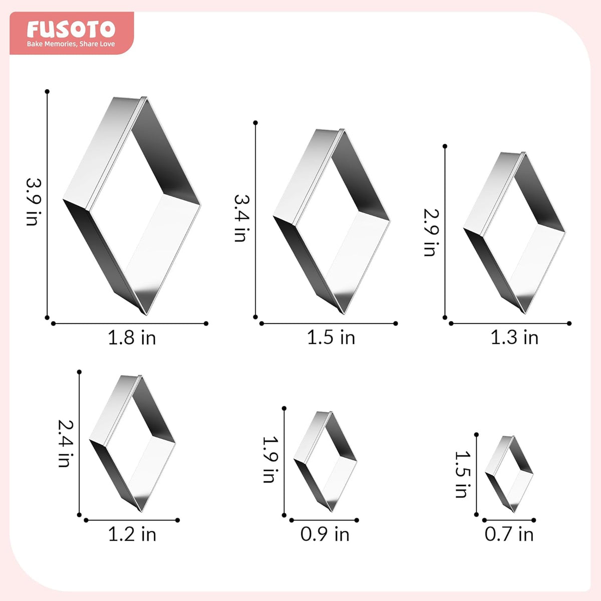 6PCS Square Cookie Cutter Set - Square Shaped, 1.5-4 Inch | Square Shaped Geometric Cookie Cutter for Kitchen Baking, Stainless Steel, (1.5", 2", 2.5", 3", 3.5", 4"), Square