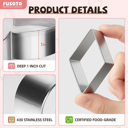 6PCS Square Cookie Cutter Set - Square Shaped, 1.5-4 Inch | Square Shaped Geometric Cookie Cutter for Kitchen Baking, Stainless Steel, (1.5", 2", 2.5", 3", 3.5", 4"), Square