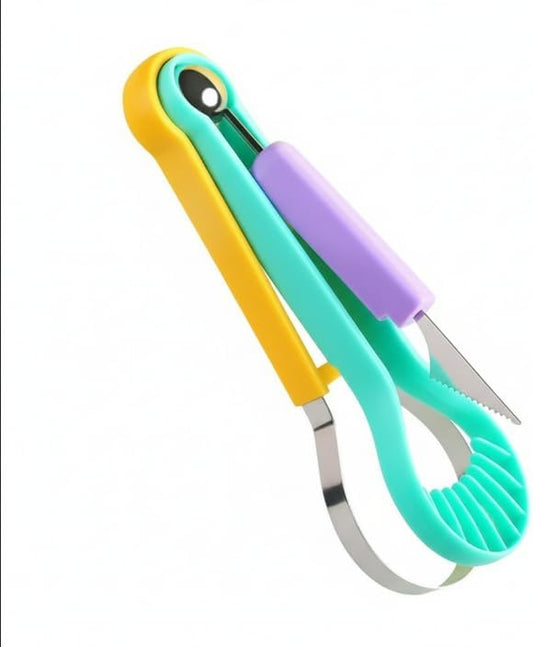Multifunctional 3-in-1 Fruit Tool, Watermelon Melon Baller Scoop with Carving Knife and Cutter, Colorful Kitchen Gadget