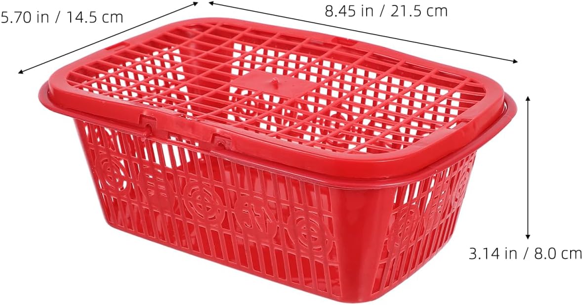 4Pcs Mini Plastic Berry Basket with Handle Red about 23x16x8 cm