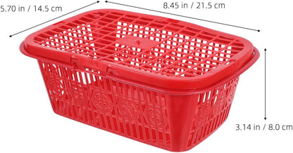 4Pcs Mini Plastic Berry Basket with Handle Red about 23x16x8 cm