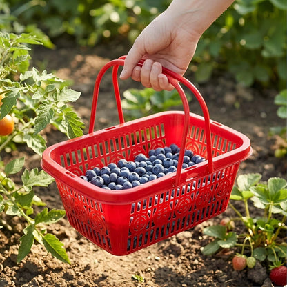 4Pcs Mini Plastic Berry Basket with Handle Red about 23x16x8 cm