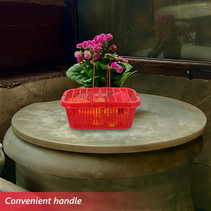 4Pcs Mini Plastic Berry Basket with Handle Red about 23x16x8 cm