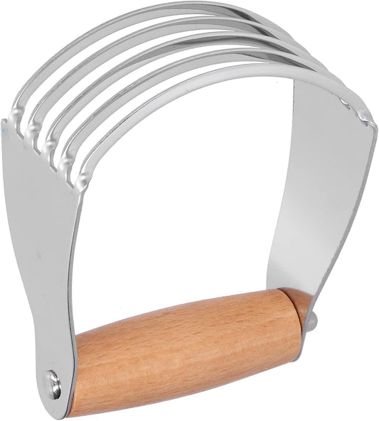 Pastry Blender Tool Professional Stainless Steel Dough Blender & Pastry Cutter - Heavy Duty Tool with Ergonomic Handle for Bakers (Wood Color)