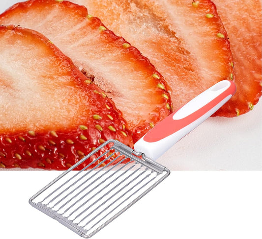 Stainless Tomato Slicers, 24.5 * 8cm Fruits Cutter with Non-Slip Handle, Luncheon Meat Cutter for Canned Meat Cheese Sushi Cherry(Orange)
