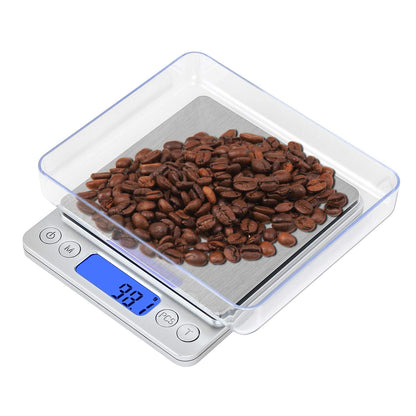Food Scale, Rechargeable Kitchen Scale with Trays 3000g/0.1g, Mini Scale with Tare Function Digital Scale Grams and Ounces for Weight Loss, Dieting, Cooking, Meal Prep, Coffee, Jewelry