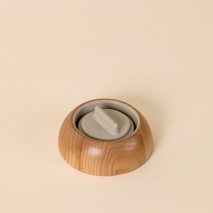 Studio Totter Salad Dressing Shaker | Handblown Glass Mixer Ash Wood Lid & Silicone Gasket Leak-Free Emulsifying | Prep, Store & Serve Dressings Modern Minimalist Dinner Table Hostess Gift