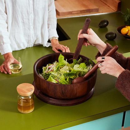 Studio Totter Salad Dressing Shaker | Handblown Glass Mixer Ash Wood Lid & Silicone Gasket Leak-Free Emulsifying | Prep, Store & Serve Dressings Modern Minimalist Dinner Table Hostess Gift