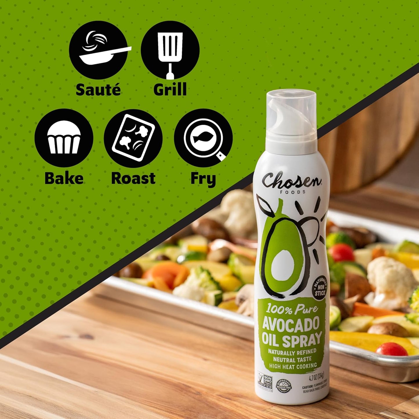 Spray, 4.7 Oz - All Purpose Cooking Spray made from 100% pure avocados - Non-GMO, Gluten-Free, Keto Friendly - 134g (Pack Of 1)