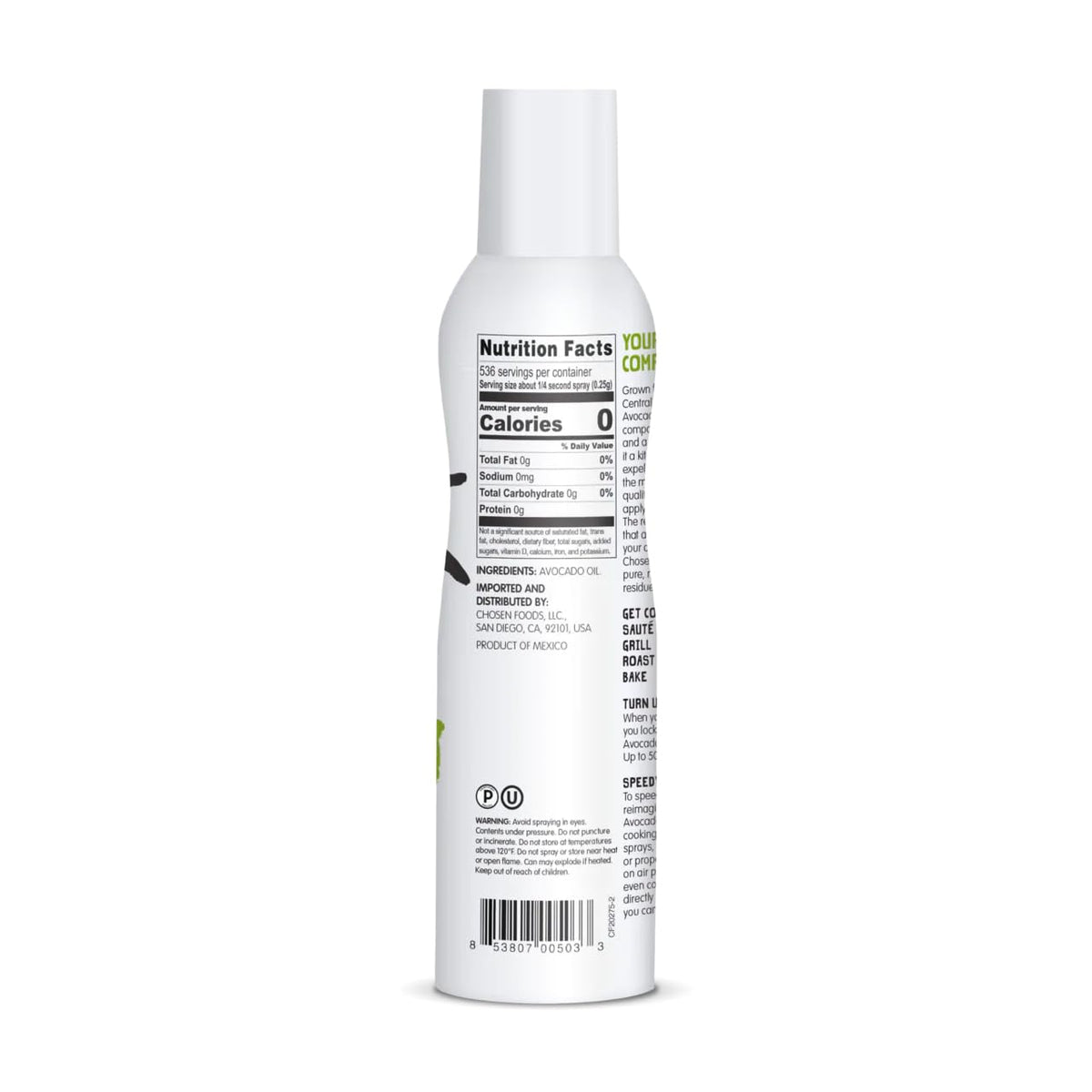 Spray, 4.7 Oz - All Purpose Cooking Spray made from 100% pure avocados - Non-GMO, Gluten-Free, Keto Friendly - 134g (Pack Of 1)