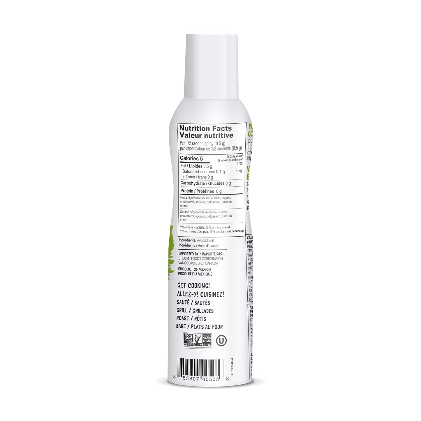 Spray, 4.7 Oz - All Purpose Cooking Spray made from 100% pure avocados - Non-GMO, Gluten-Free, Keto Friendly - 134g (Pack Of 1)