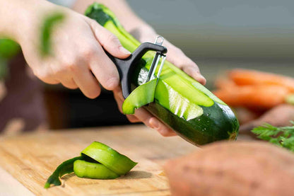 Julienne Peeler. Professional Chrome-Plated Cutter. 5.5 Inch Stainless Steel Kitchen Tool for Precise Cutting. Chef's Gadget with Ergonomic Design. Silver Color