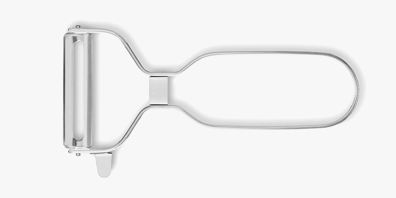 Julienne Peeler. Professional Chrome-Plated Cutter. 5.5 Inch Stainless Steel Kitchen Tool for Precise Cutting. Chef's Gadget with Ergonomic Design. Silver Color