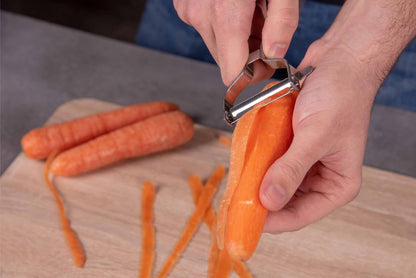 Julienne Peeler. Professional Chrome-Plated Cutter. 5.5 Inch Stainless Steel Kitchen Tool for Precise Cutting. Chef's Gadget with Ergonomic Design. Silver Color