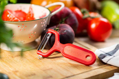 Julienne Peeler. Professional Chrome-Plated Cutter. 5.5 Inch Stainless Steel Kitchen Tool for Precise Cutting. Chef's Gadget with Ergonomic Design. Silver Color