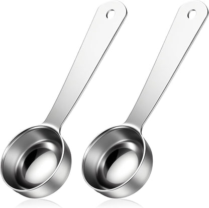 2 Pcs Coffee Scoop 1 Tablespoon, Long Handle Measuring Tablespoon, Stainless Steel Coffee Spoons, 1 tbsp Measuring Spoons for Ground-Coffee, Milk, Spice Jar, Cooking Baking (4.3 Inch, 15ml)