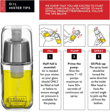 Olive Oil Dispenser Bottle For Kitchen Set 6 oz Sprayer For Cooking and Glass 17 Oz. Cooking Pour Dispenser With Measurements for Cooking, Airfryer, Salad & BBQ
