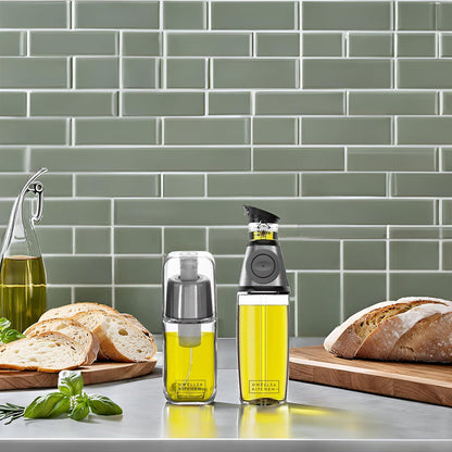 Olive Oil Dispenser Bottle For Kitchen Set 6 oz Sprayer For Cooking and Glass 17 Oz. Cooking Pour Dispenser With Measurements for Cooking, Airfryer, Salad & BBQ