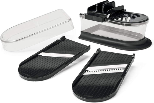 Advanced Ceramics 6-Piece Mini Slicer Sets Inludes: Mandoline Slicer; Julienne Slicer; Grater; Storage Container; Handguard
