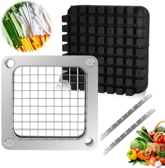 3/8" Replacement Dicer Chopper Blade with Pusher Block | Stainless Steel Commercial Vegetable Chopper Blade, French Fry Cutter for Fruit Onion Dicer Tomato Dicer Replacement Blade