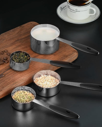 Copper Measuring Cups and Spoons Set of 10 Piece, Stainless Steel Nesting Measuring Cup Set with Soft Touch Silicone Handles for Dry and Liquid Ingredients