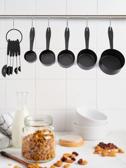 Copper Measuring Cups and Spoons Set of 10 Piece, Stainless Steel Nesting Measuring Cup Set with Soft Touch Silicone Handles for Dry and Liquid Ingredients
