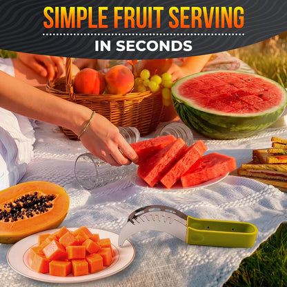 2-in-1 Watermelon Slicer Cutter Tool, Stainless Steel, Cubes and Slices