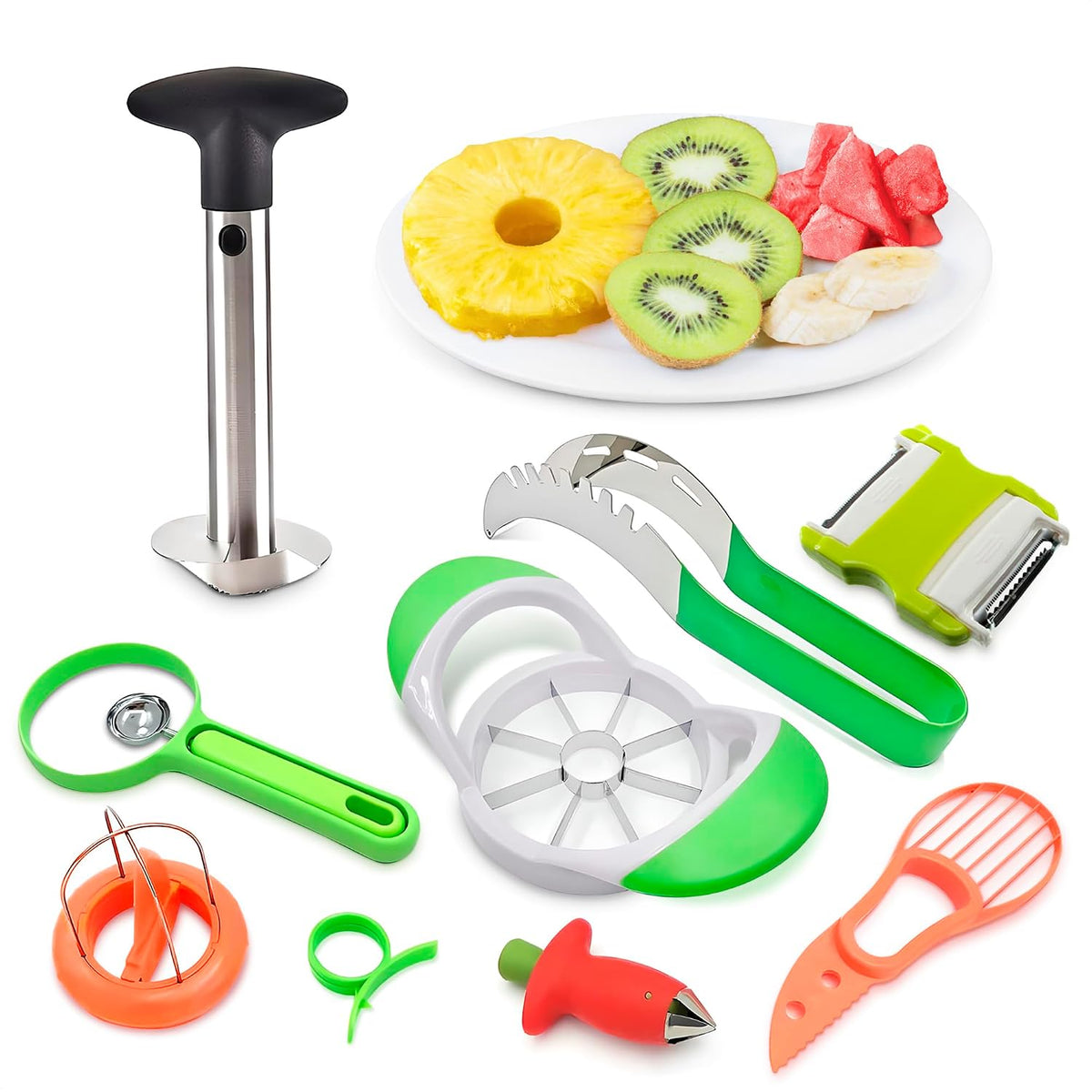 2-in-1 Watermelon Slicer Cutter Tool, Stainless Steel, Cubes and Slices