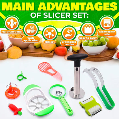 2-in-1 Watermelon Slicer Cutter Tool, Stainless Steel, Cubes and Slices