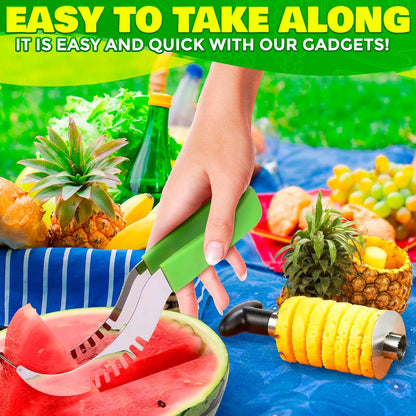 2-in-1 Watermelon Slicer Cutter Tool, Stainless Steel, Cubes and Slices